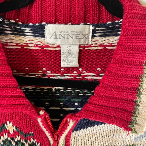 Casual Corner Annex Christmas zip up sweater size large - Picture 3 of 8